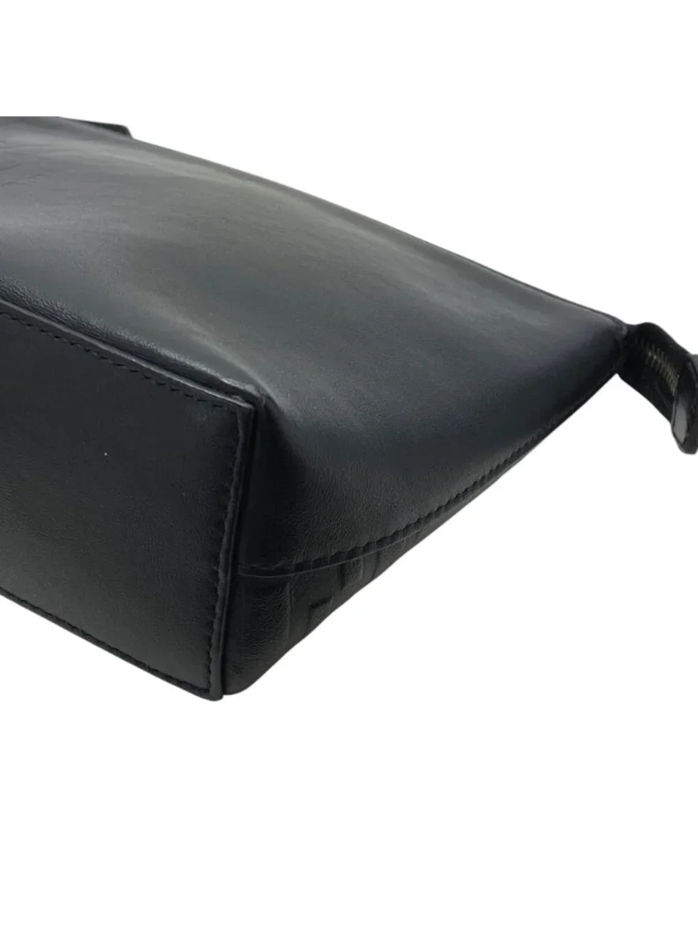 Fendi Clutch Pouch FF Logo Zucca Leather Black Lightweight Capacity